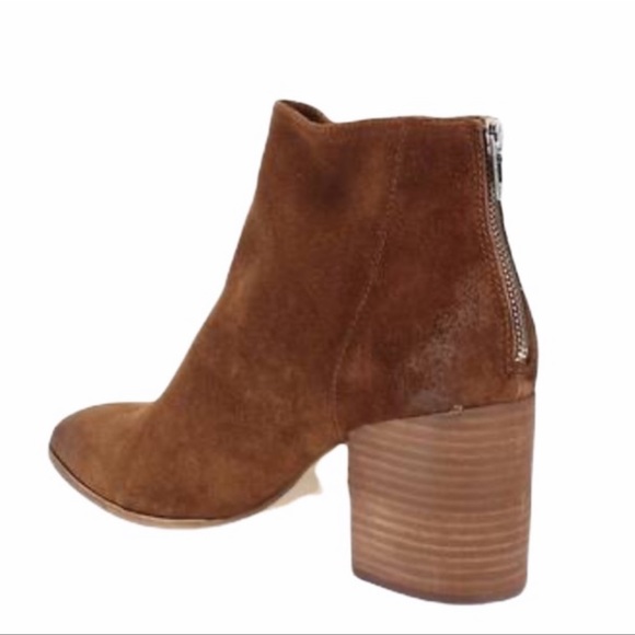 Aqua Dante Tan Suede Leather Back Zip Pointed Toe Booties NWT - Picture 4 of 7